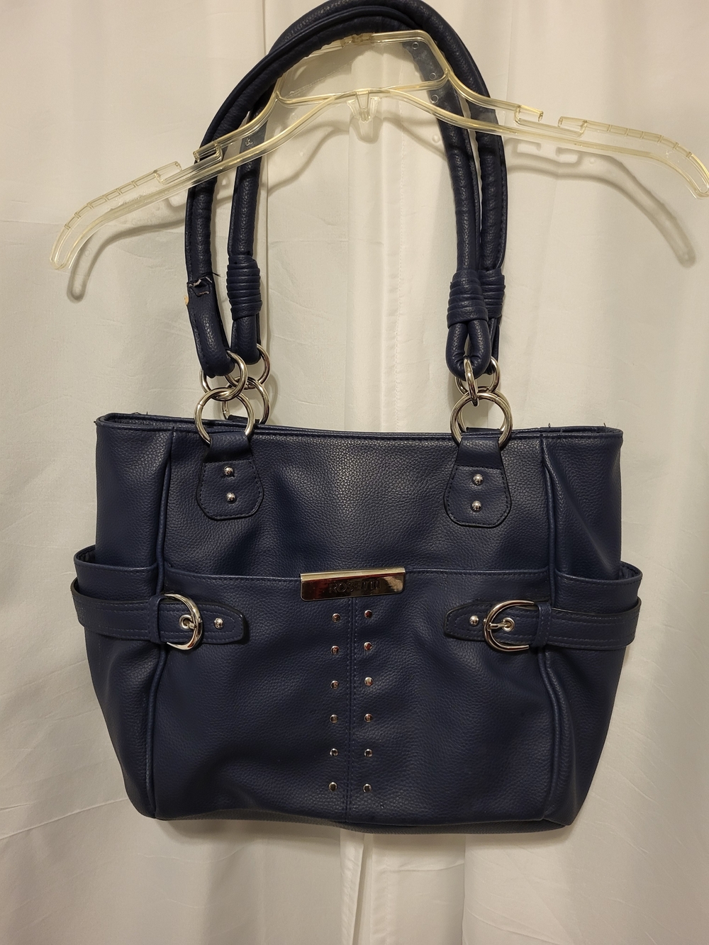Rosetti Navy Shoulder Tote with Ring-Detail Hardware